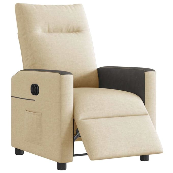 vidaXL - Fauteuil - verstelbaar - elektrisch - stof - crèmekleurig
