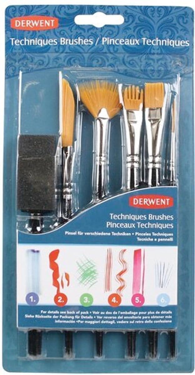 Derwent Techniques Kwasten Set – 6 stuks