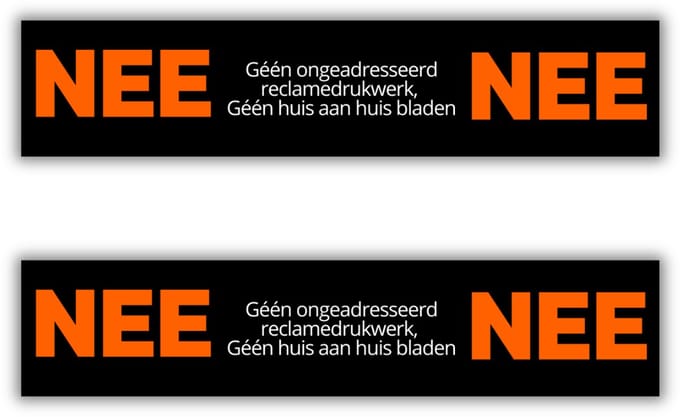 Nee Nee Brievenbus stickers - 14x3cm - set van 2 - Nee Nee stickers - UV en waterproof