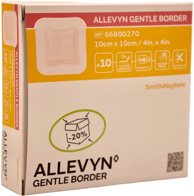 Smith & Nephew - 66800270 - Allevyn Gentle Border - 10cm x 10cm - 10 stuks per doos