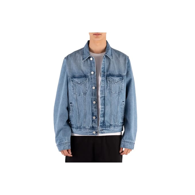 Jeans Man Circle Logo Jeans Jacket Denim Bleached