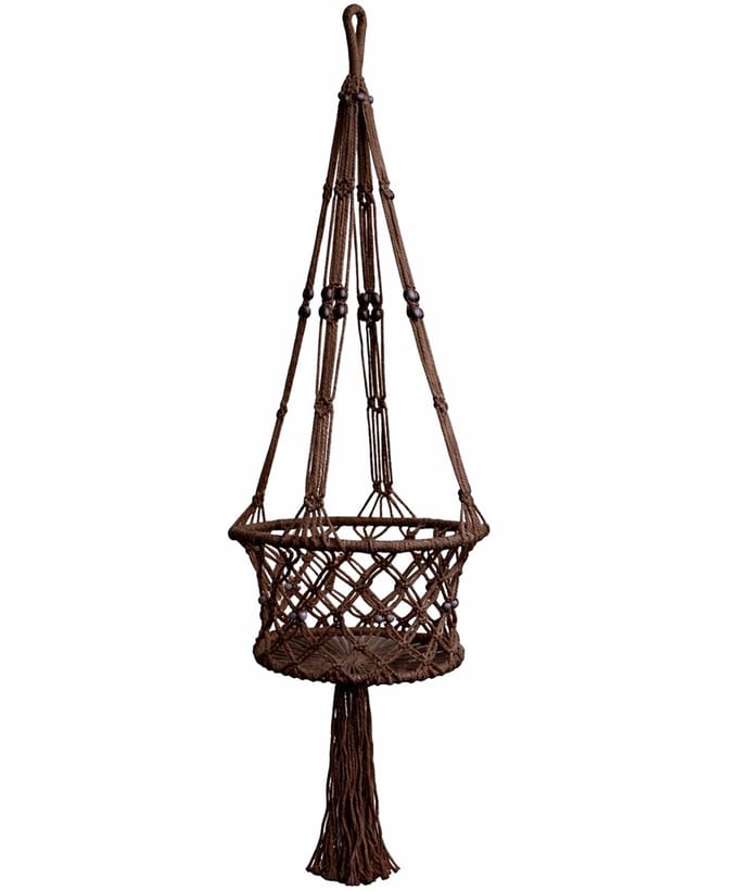 Lavandoux - Macramé Plantenhanger - Ø30 cm - Katoen - Bruin