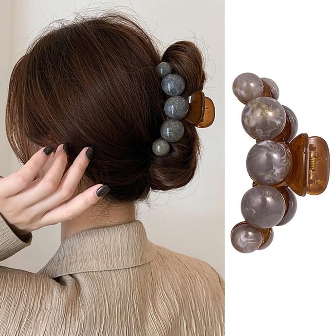 Grote Acryl Haarspeld met Parelaccent voor Dames - Sterke Grip Haaraccessoire voor Dik en Dun Haar