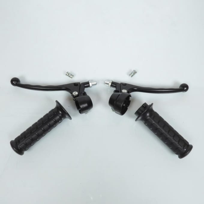 Handvatset vintage Lusito Ø22 + kogelhendel zwart hendelhouder voor motor bromfiets