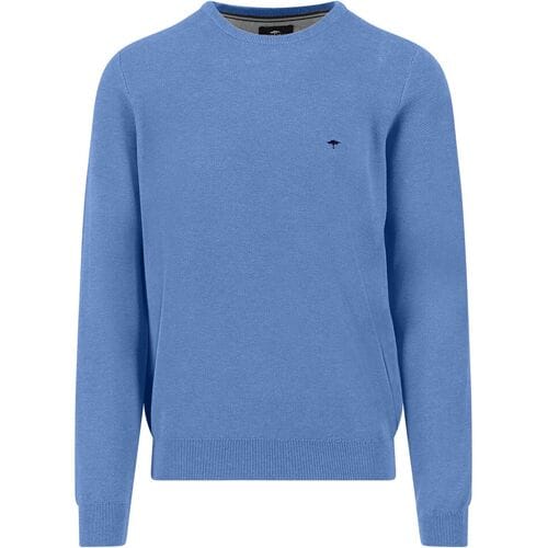 Fynch-Hatton Trui Fine Texture O-Neck Cotton Crystal Blue / male