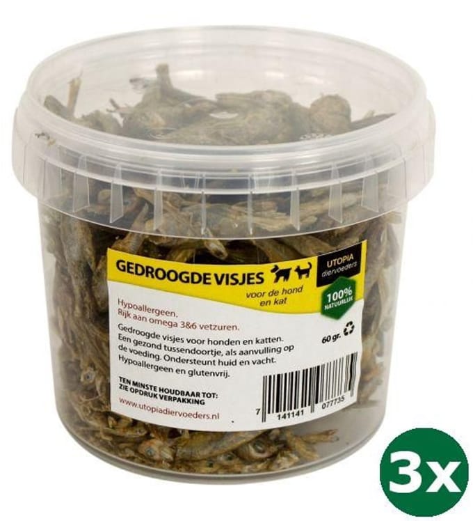 Utopia gedroogde visjes kat 3x 60 gr