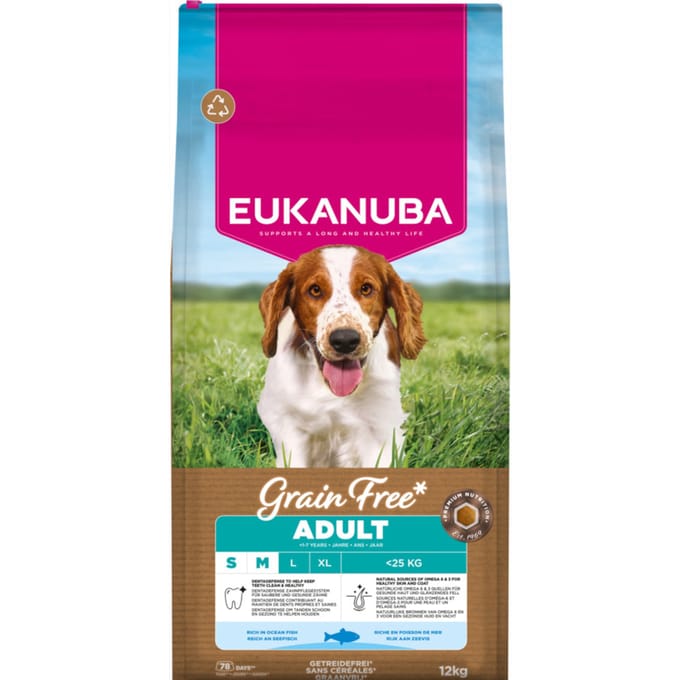 Eukanuba Grain Free Adult Small & Medium Breed Zeevis - Hondenvoer - 12 kg