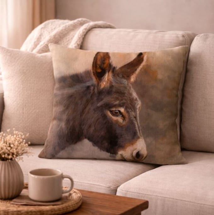 Canvas Gentle Donkeys Collection Kussenhoes - Ezel - Ezels - 45x45 cm