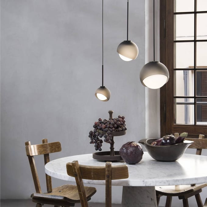 IDEAL LUX hanglamp Bloom, Ø 30 cm, zwart, metaal/glas