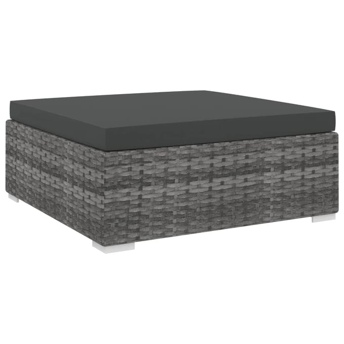 vidaXL - Voetensteun - 1 - st - met - kussen - poly - rattan - grijs