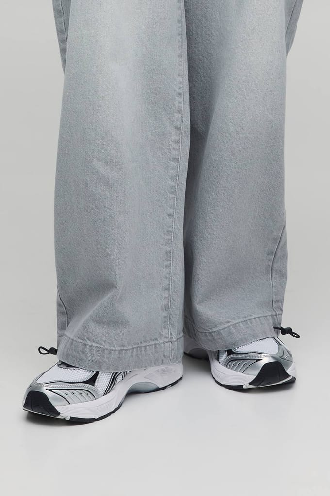 Essential Baggy Parachute Fit Rigid Washed Jeans | Grey | Size 62R