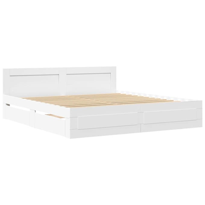 vidaXL - Bedframe - met - hoofdeinde - zonder - matras - 180x200 - cm - wit