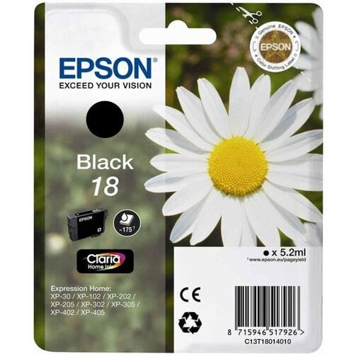 EPSON 18 inktcartridge zwart standard capacity 5.2ml 175 paginas 1-pack RF-AM blister