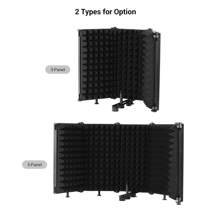 Bouclier d'isolation de Microphone, table Portable, mousse insonorisante, filtre réfléchissant, micro insonorisé 3-Panel black