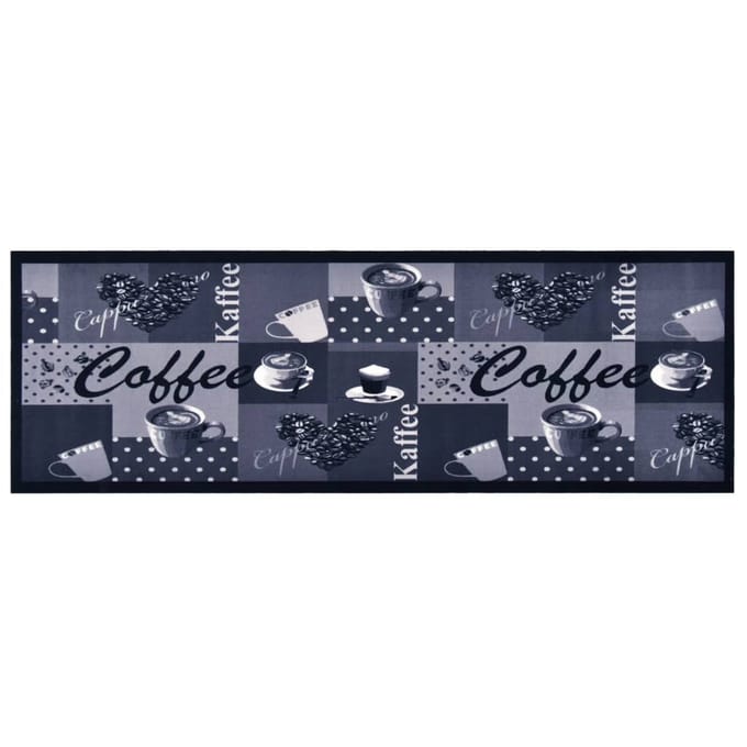 vidaXL - Keukenmat - wasbaar - Coffee - 45x150 - cm - blauw