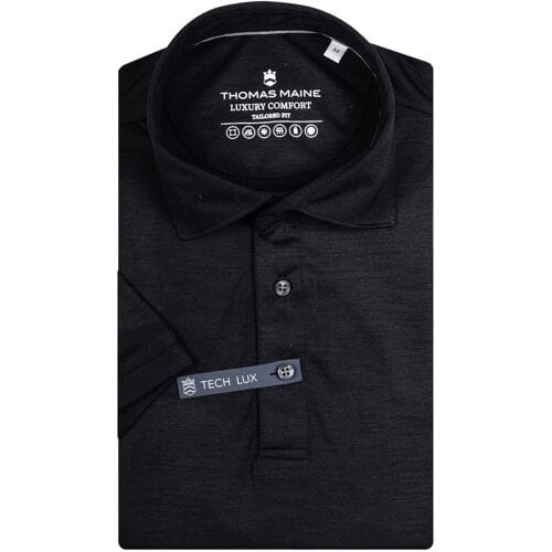 Thomas Maine Polo Wool Short Sleeve Luxury Comfort Zwart / male