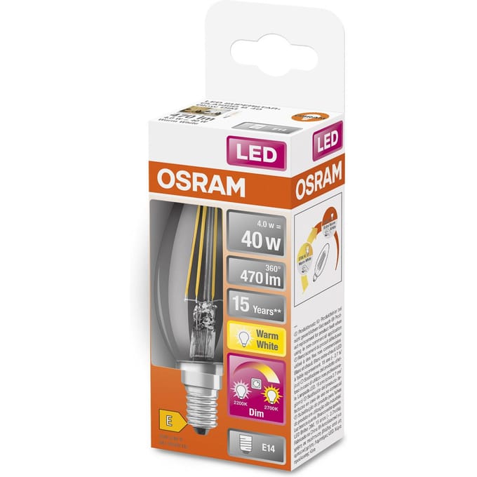 OSRAM LED lamp E14 4W GLOWdim helder