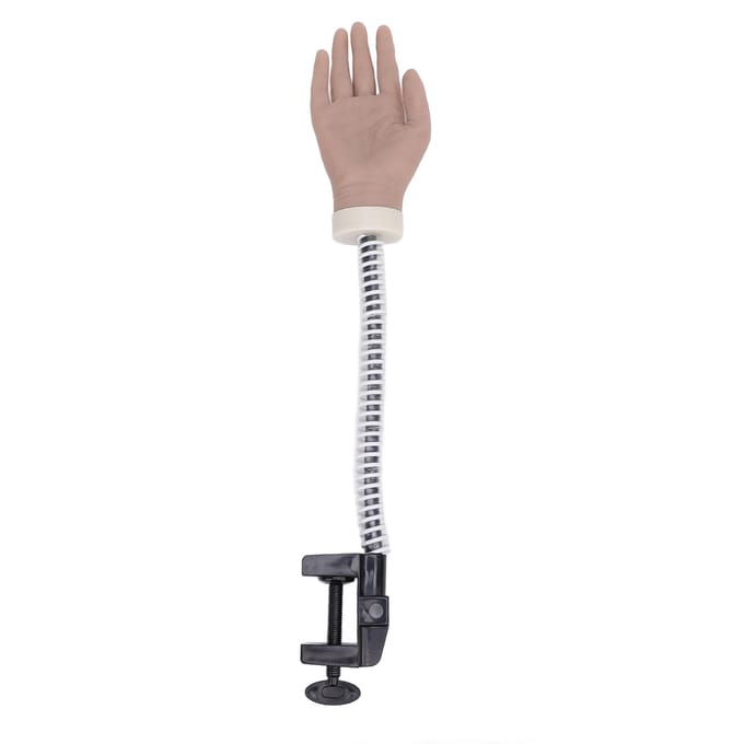 Siliconen Nagel Oefen Trainingshand met Klembasis Flexibel Verplaatsbaar Manicure Trainingsmannequin white