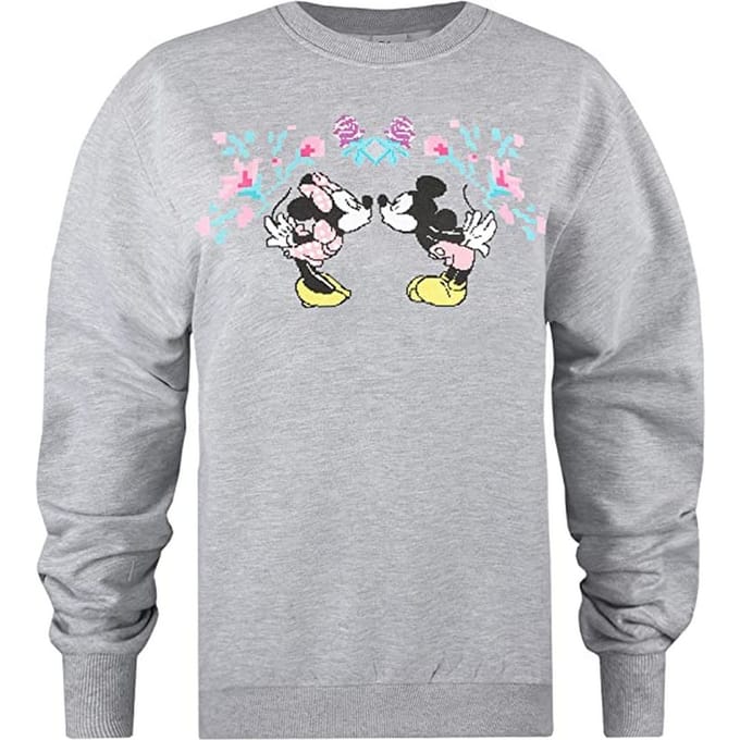 Disney Dames/dames Mickey & Minnie Mouse Kruissteek Sweatshirt (Sportgrijs)