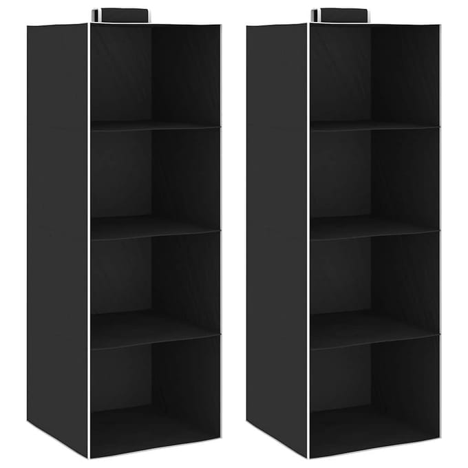 vidaXL - Kledingorganisers - hangend - 2 - st - met - 4 - schappen - stof