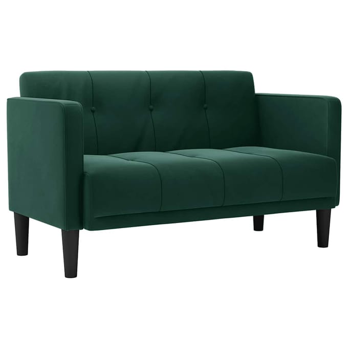 vidaXL - Loveseat - bank - donkergroen - 111 - cm - fluweel