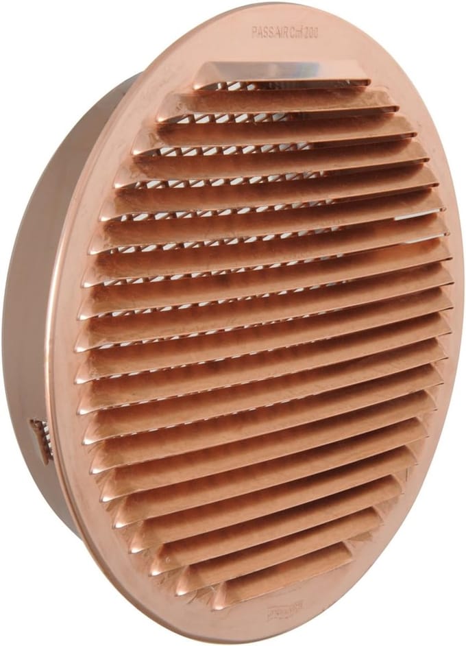 Ronde Inbouwgrill voor Ventilatie - Ø 230 mm, Koper