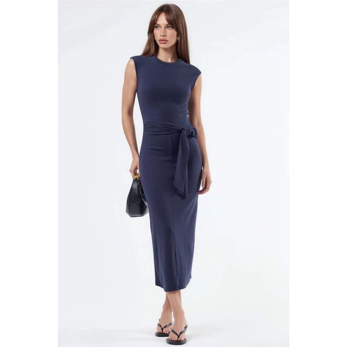 Midi-jurk met strikdetail