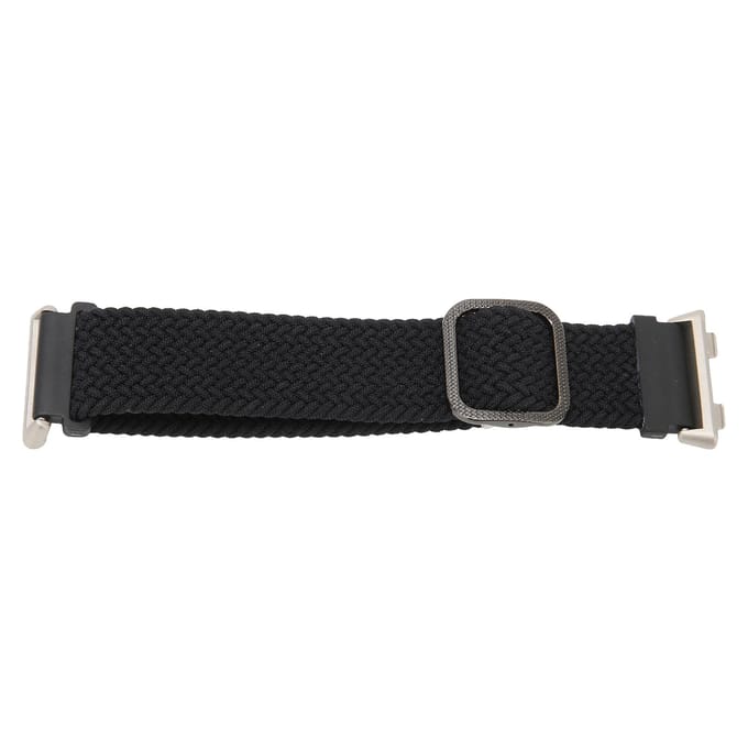 Bracelet de Montre Connectée Réglable pour Oppo Watch 2 46mm Boucle Élastique Tricotée de Remplacement Noir white