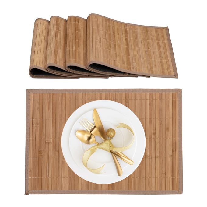 placemat - set van 4 - bamboe - 45 x 30 cm - antislip - oprolbaar