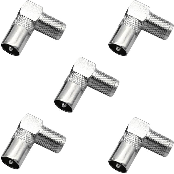 Allecto - Coaxiale Hoekadapters - 90° - Signalverbetering - 5x set