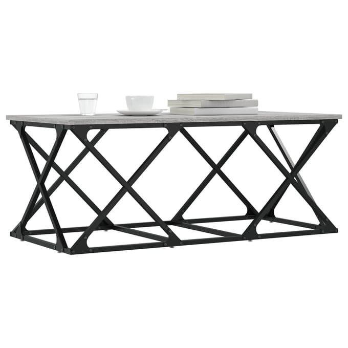 vidaXL - Salontafel - 100x49x40 - cm - bewerkt - hout - grijs - sonoma