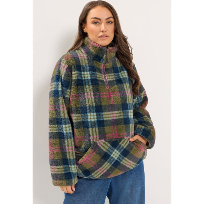 Yours Groene Geruite Fleece Size 42