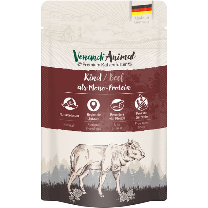 24x125g Venandi Animal Single Protein Rundsvoer voor katten nat