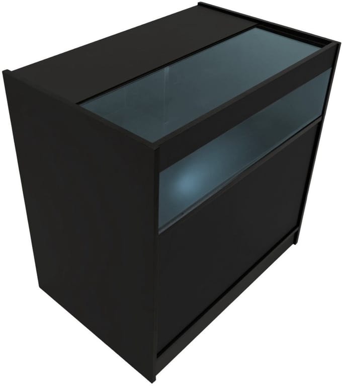B900 led winkelbalie - zwart - 90x60x90 cm - gehard glas