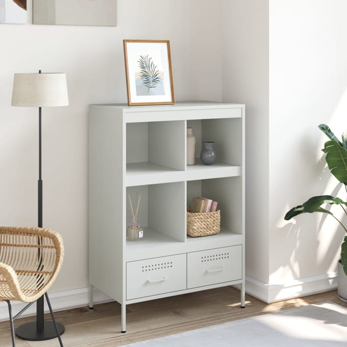 vidaXL - Hoge - kast - 68x39x101,5 - cm - staal - wit