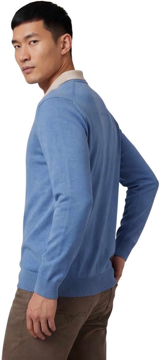 Casa Moda trui v-hals blauw effen wijde fit katoen