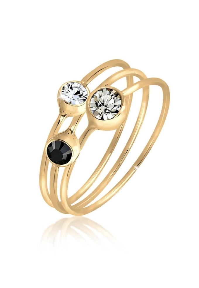 Elli - Ring - Dames Stapelen Set van 3 Elegant met Kristallen in 925 Sterling Zilver - Dames