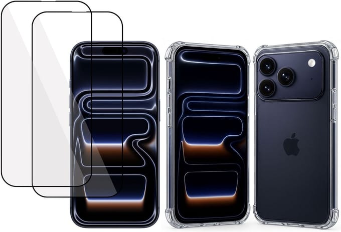 TechNow Hoesje + 2x Screenprotector geschikt voor iPhone 17 Pro Max Hoesje Screenprotector - Full Screen - Extreme Shock Case Transparant