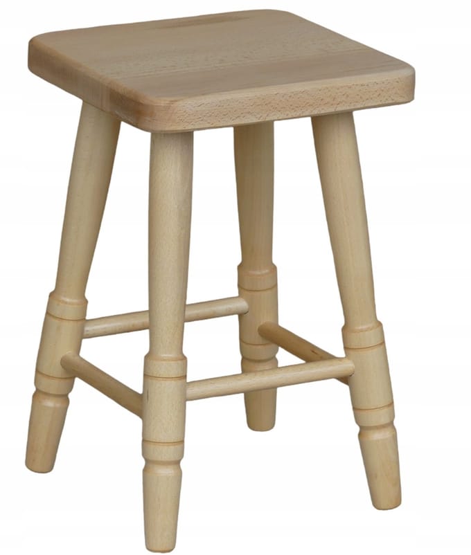 Massieve houten pot - Beukenhout, vierkante zitting, 46 cm hoog