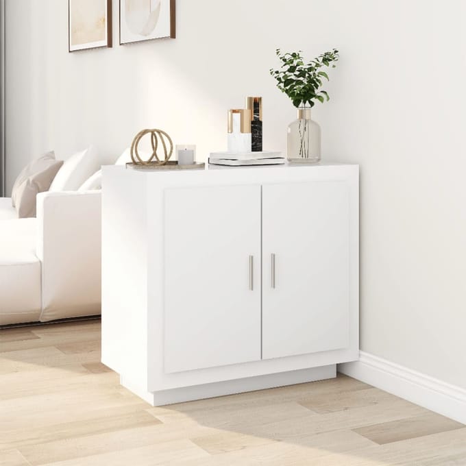 vidaXL - Dressoir - 80x40x75 - cm - bewerkt - hout - wit
