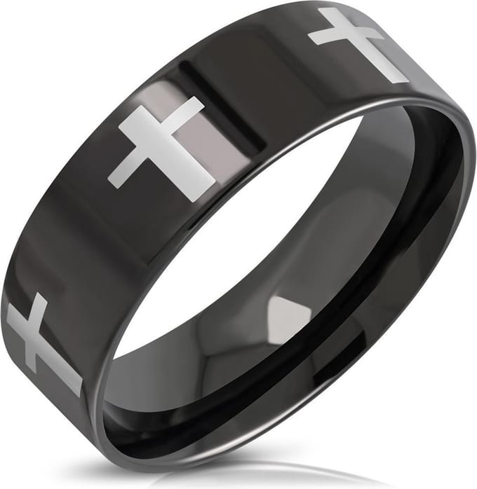 Amanto Ring Akeel - 316L Staal - 8mm - Maat 66-21mm