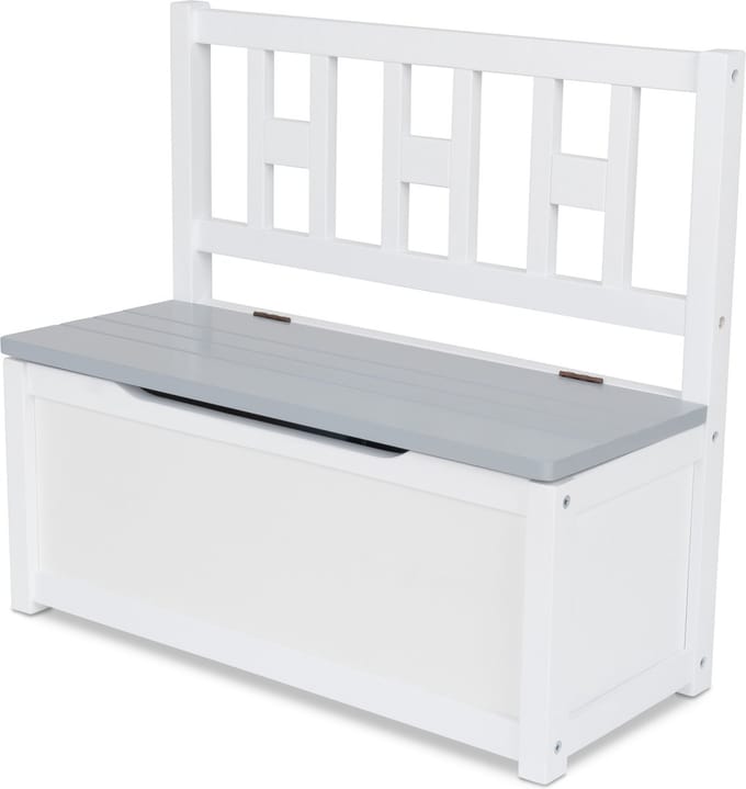 ib style® Luca Opbergbak - Kinder Stoel - Zitbank - Opbergdoos - Wit-Grijs