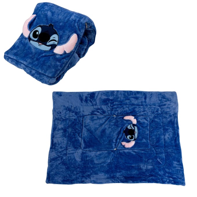 Stitch fleece plaid + kussen 100 x 150 cm - 40 x 40 cm - polyester