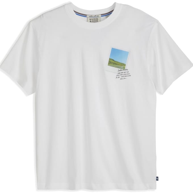 Scotch & Soda Graphic Tee Bright White Größe: S | Bedruckte T-Shirts Outlet | Herren | Weiß