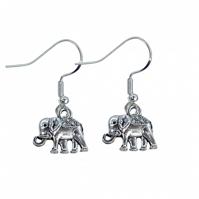Olifant -oorbellen -zilver-Charme Bijoux