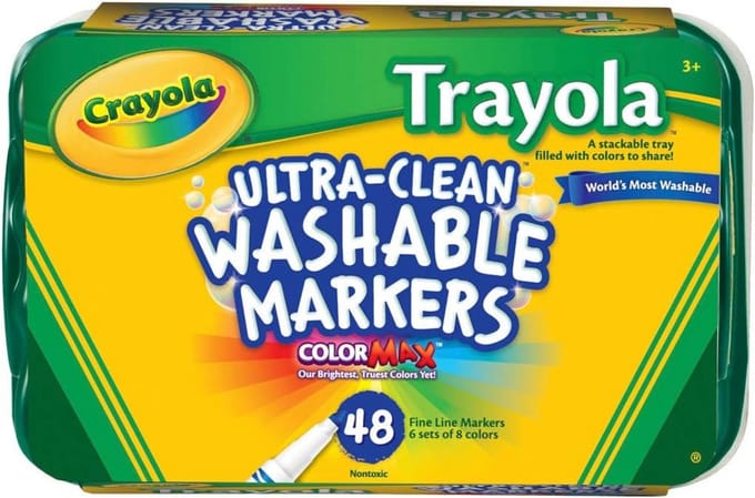 Set van 48 Wasbare Stiften in Opbergbak voor Kinderen