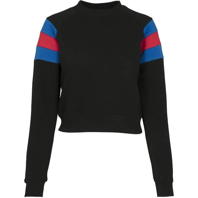 Urban Classics - Sleeve Stripe Crew Sweater/trui - L - Zwart/Blauw