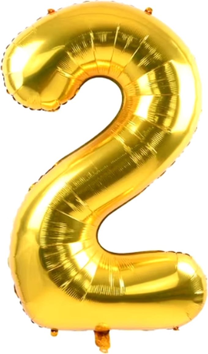 New Age Devi - Feestelijk - Cijferballon - 70cm - Goud - Cijfer 2 - Voor elke gelegenheid
