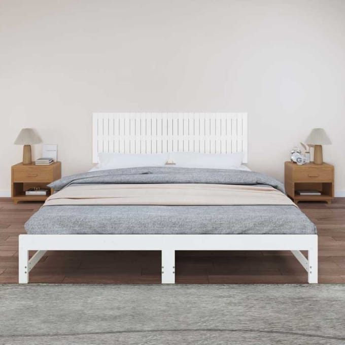 vidaXL Wandhoofdbord 185x3x60 cm massief grenenhout wit