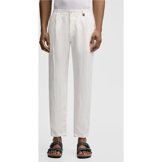 Chino van Lui met linnen, offwhite